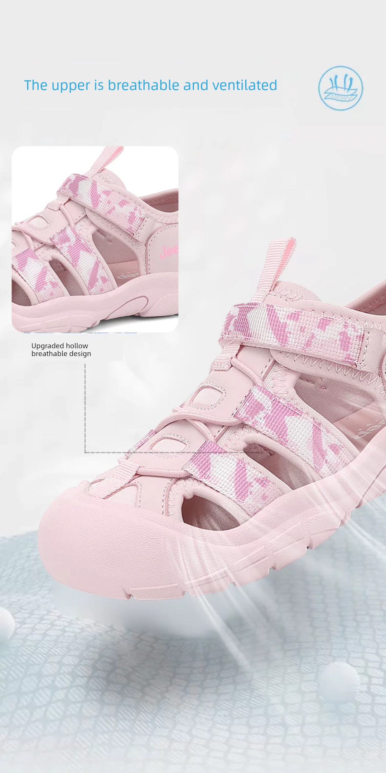 Jeep Children's Closed-Toe Sandals Outdoor Girls' Non-Slip Beach Shoes 2026 Summer New Boys' Water Shoes — 8