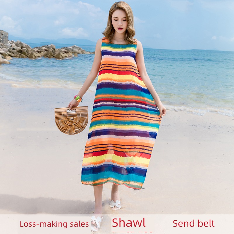 Chaoxian Bohemia Big size Seaside holiday Maxi dress