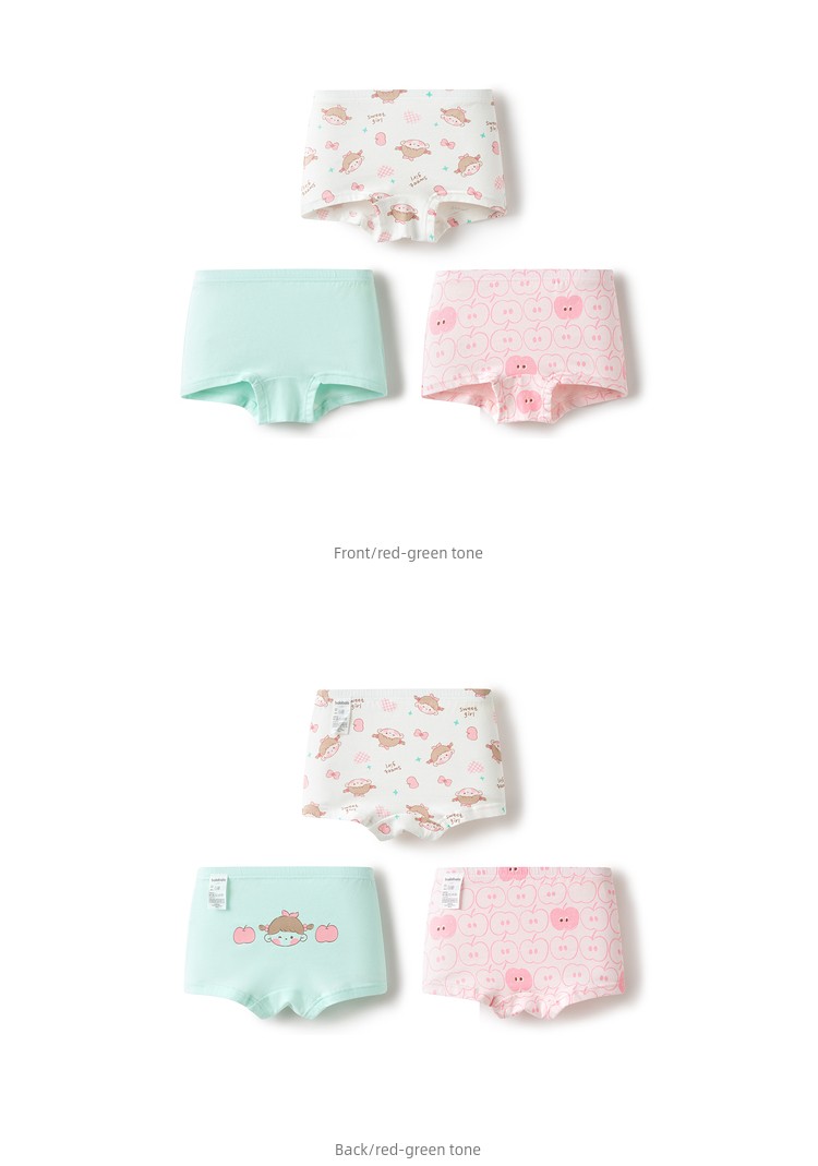 Balabala Children's Underwear, All-Cotton, Class A, Girls' Boxer Shorts, Toddler and Big Kids' Four-Corner Briefs, Baby-Friendly, Non-Binding — 80