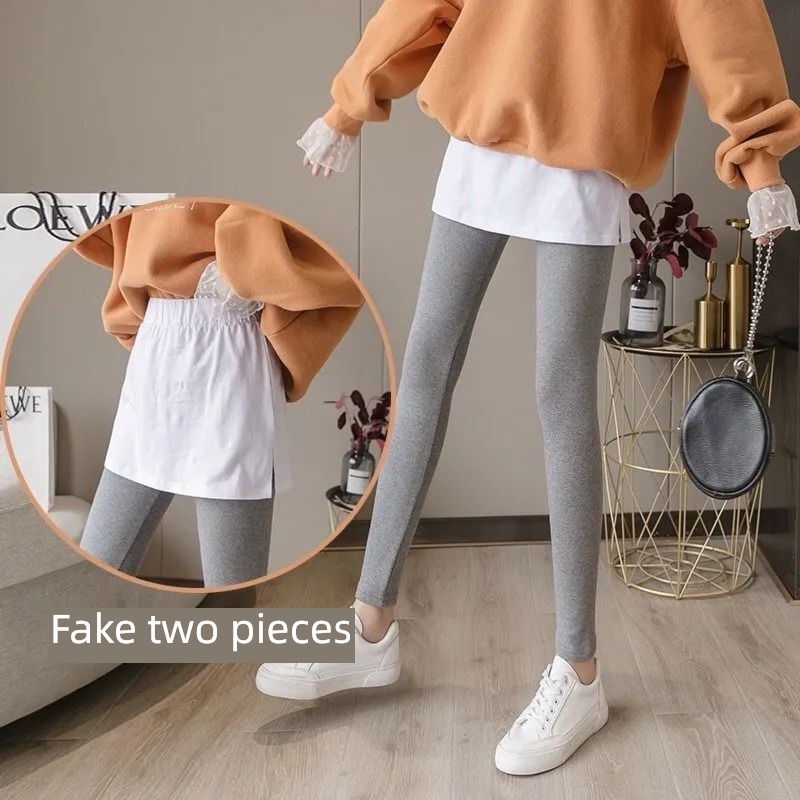 Fart curtain partner dew White edge T-shirt Overlapping wear ins skirt