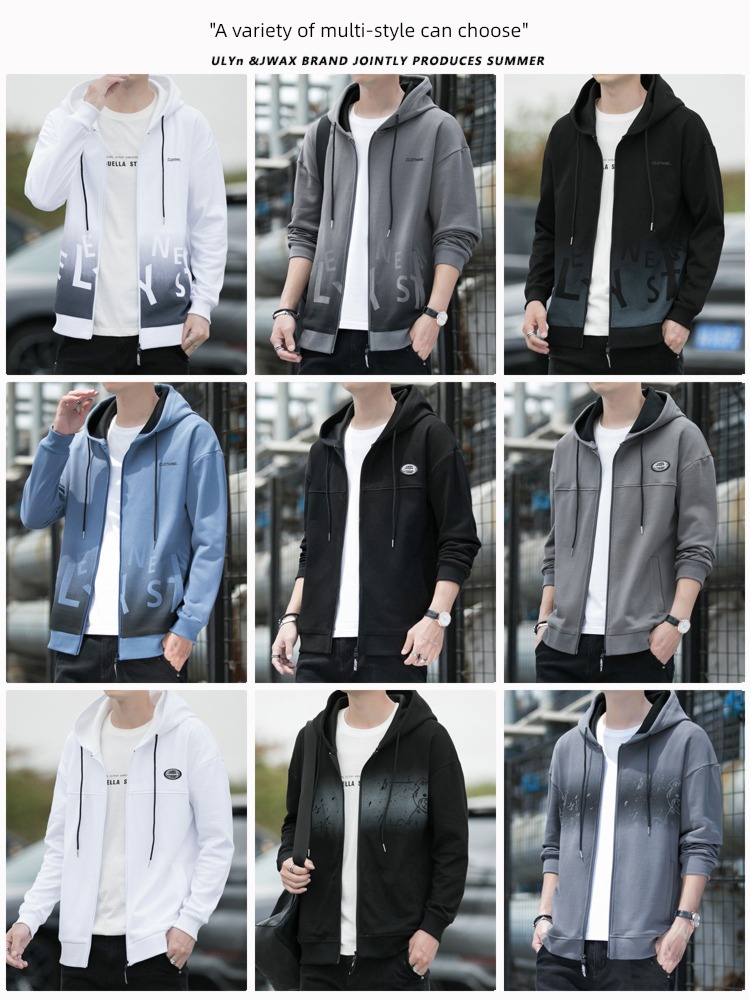 Spring and Autumn Hooded men's wear ins Cardigan leisure time Sweater
