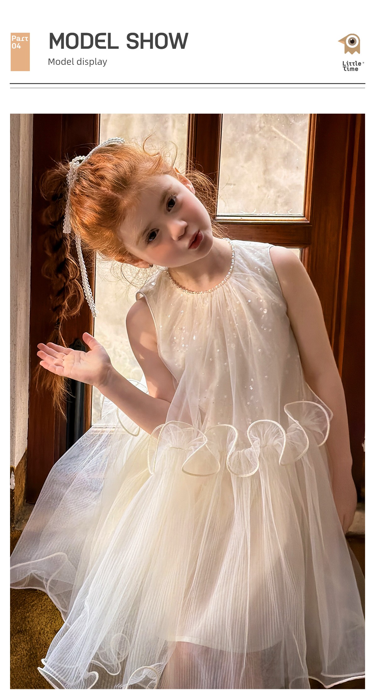 Littletime Dreamy Sleeveless Gauze Dress for Girls Jellyfish Beaded Tutu Skirt White Gray Dress — 8
