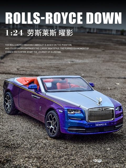 Simulation 1 24 Rolls-Royce Dark Car Model Convertible Car Model Alloy Toy Car Little Boy Luxury Car Ornaments