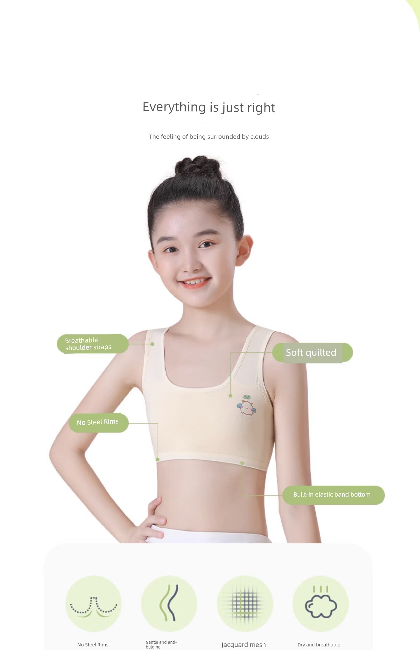 Pure Cotton Girls' Underwear for the First Stage of Development, Suitable for Elementary School Students Aged 7-12, Cotton Vest for Older Children and — 5