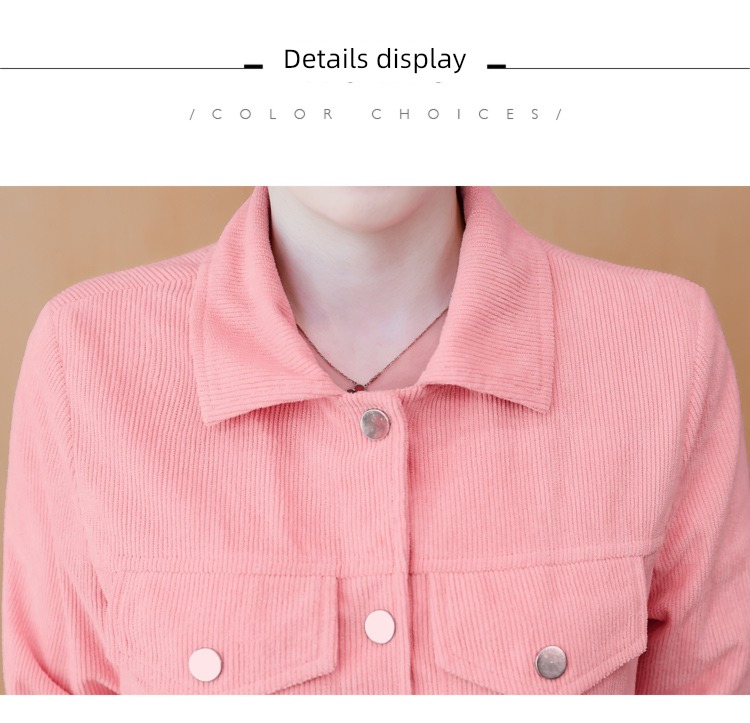 spring and autumn winter Foreign style corduroy ma'am short coat