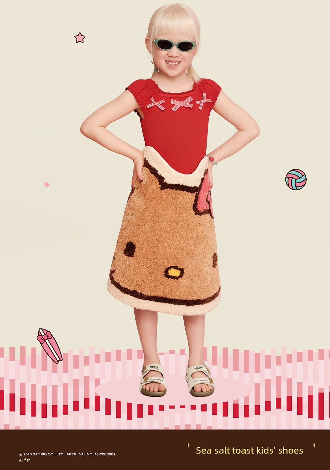 Belle Hello Kitty Collaboration Model Sea Salt Toast Shoes Girls' Sandals Hello Kitty Casual Beach Summer Slippers — 2
