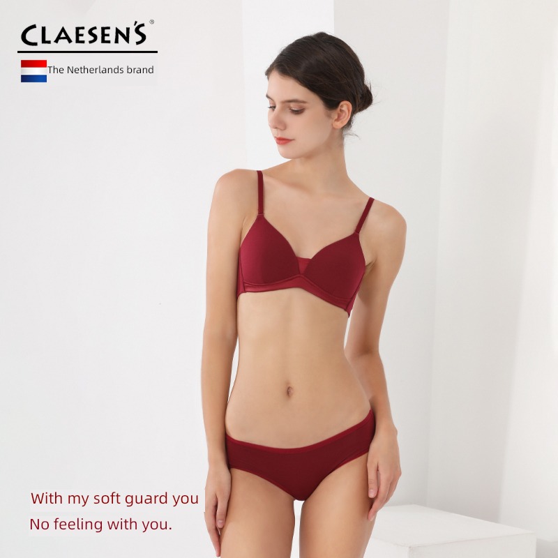 Wireless  a set Small chest Gather together girl Red underwear