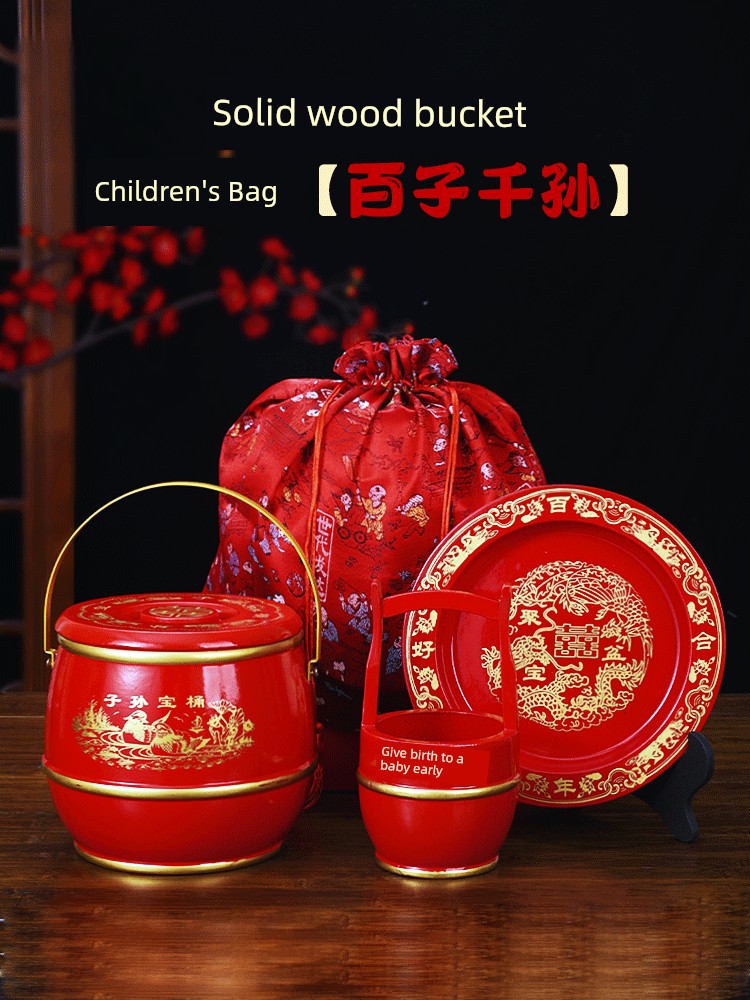 Dowry Wedding Supplies Large Wood Spittoon Children's Bucket
