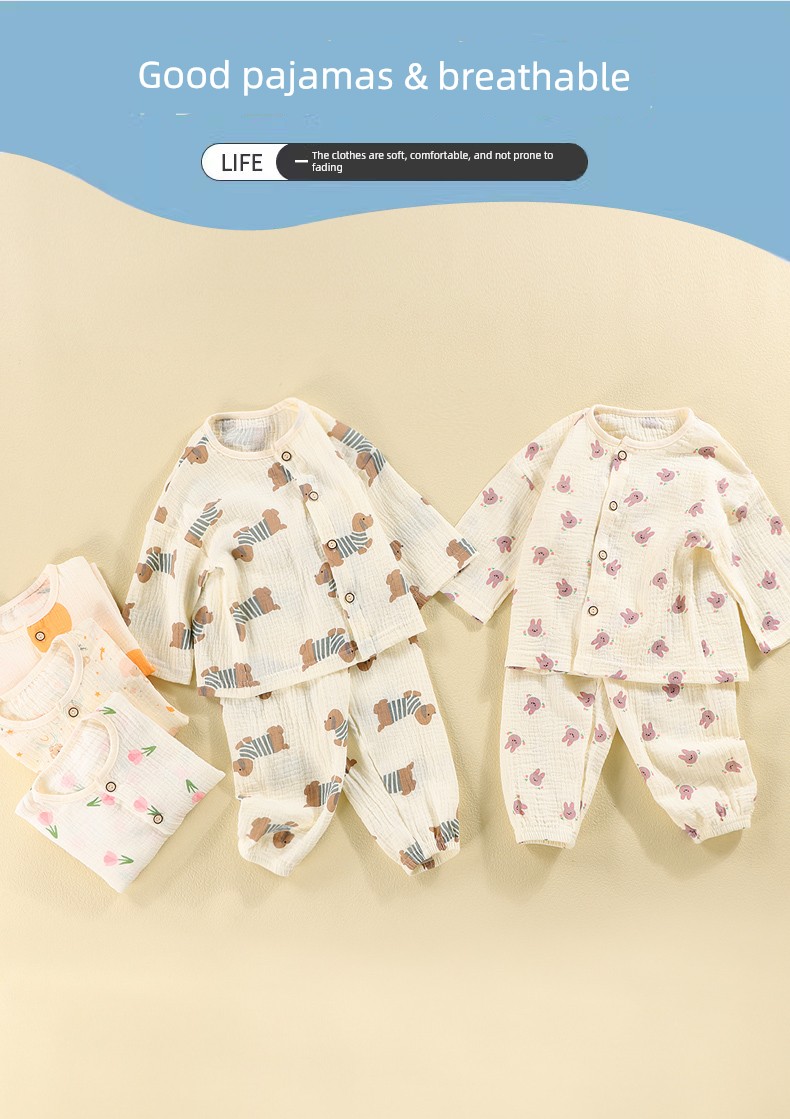Children's Home Wear 2025 Spring and Autumn New Style Class a Pure Cotton Set for Boys and Girls, Long-Sleeve Long-Pants Pajamas, Air-Conditioning Clothing — 3