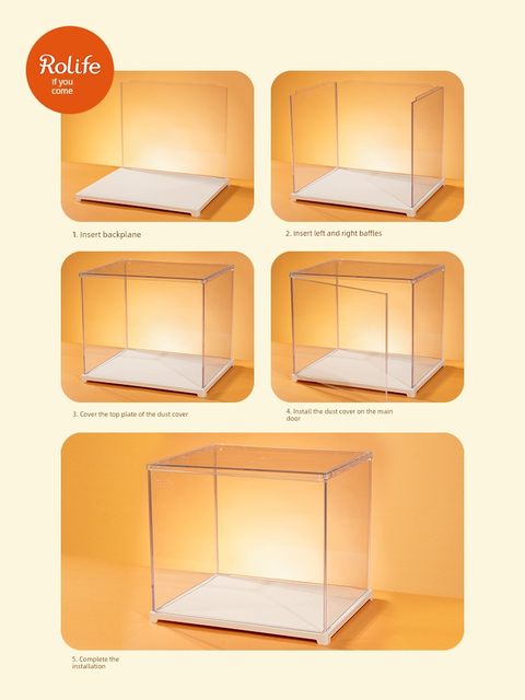 rolife若来DIY小屋防尘罩展示盒家用积木仿亚克力玩具收纳透明盒