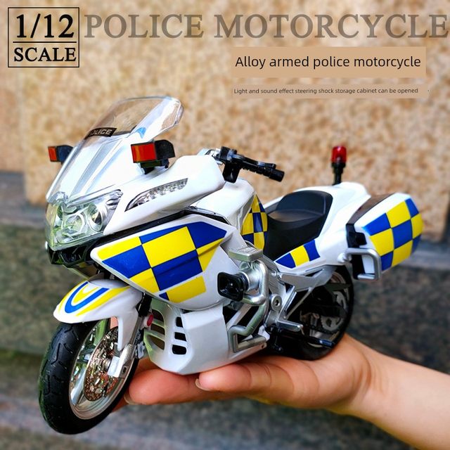 Simulated motorcycle police car model steering shock absorber alloy motorcycle CF650G ornament children's toy armed police car