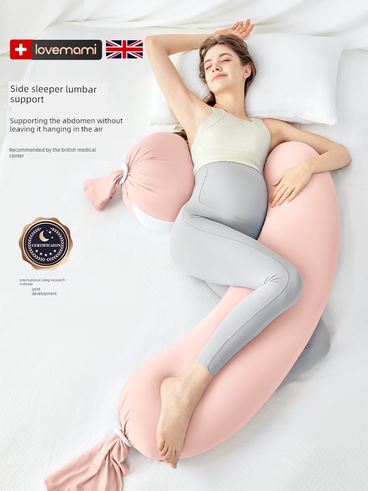 British Lovemami Pregnancy Pillow, Waist-Protecting Side Sleeping Pillow, Abdominal Support Artifact, Granular Long Pillow, Waist Support Pillow