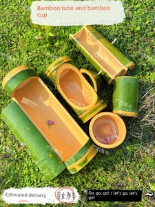 Bamboo Steaming Tube with Lid, Handmade Natural Fresh Bamboo Tube, Chicken Steaming Tube with Lid, Bamboo Steaming Conta