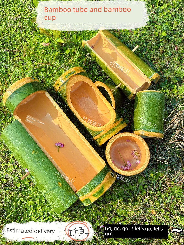 Bamboo Steaming Tube with Lid, Handmade Natural Fresh Bamboo Tube, Chicken Steaming Tube with Lid, Bamboo Steaming Container, Bamboo Steaming Pot, Bamboo Steaming Vessel for Soup