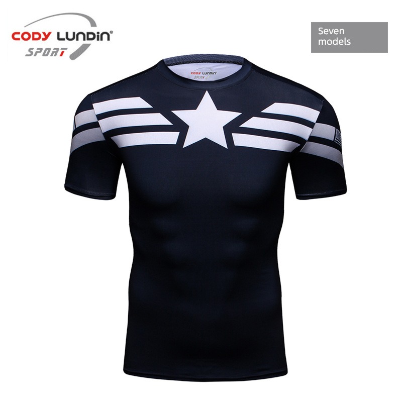 man quick-drying Tight fitting Training clothes Round neck Short sleeve T-shirt