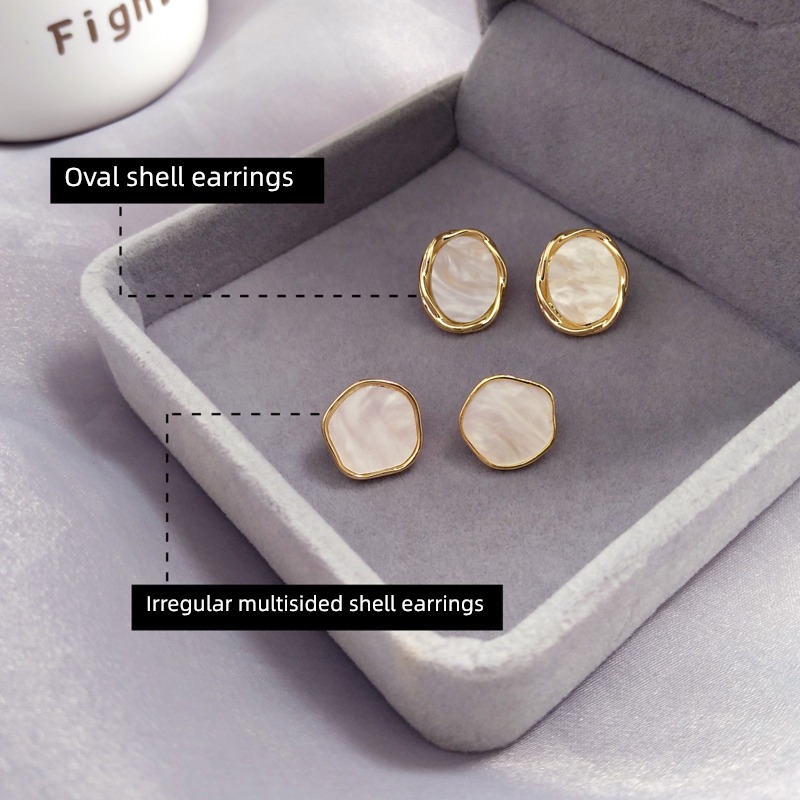 Cold wind Small Sterling Silver needle summer Earrings female shell