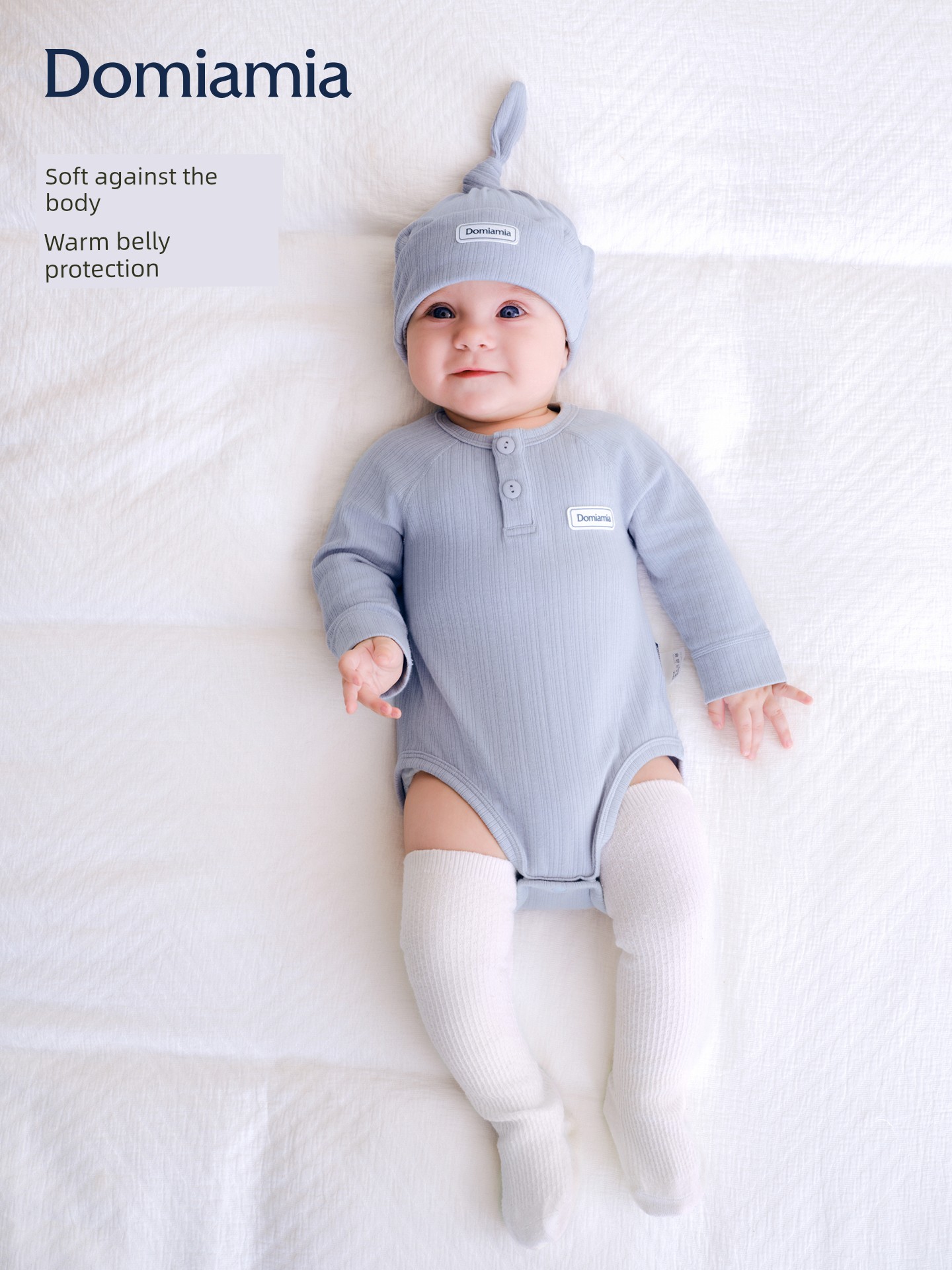 Domiamia Bamboo Soft Baby Wool Romper Newborn Clothes Baby Home Autumn Winter Belly-Protecting Jumpsuit