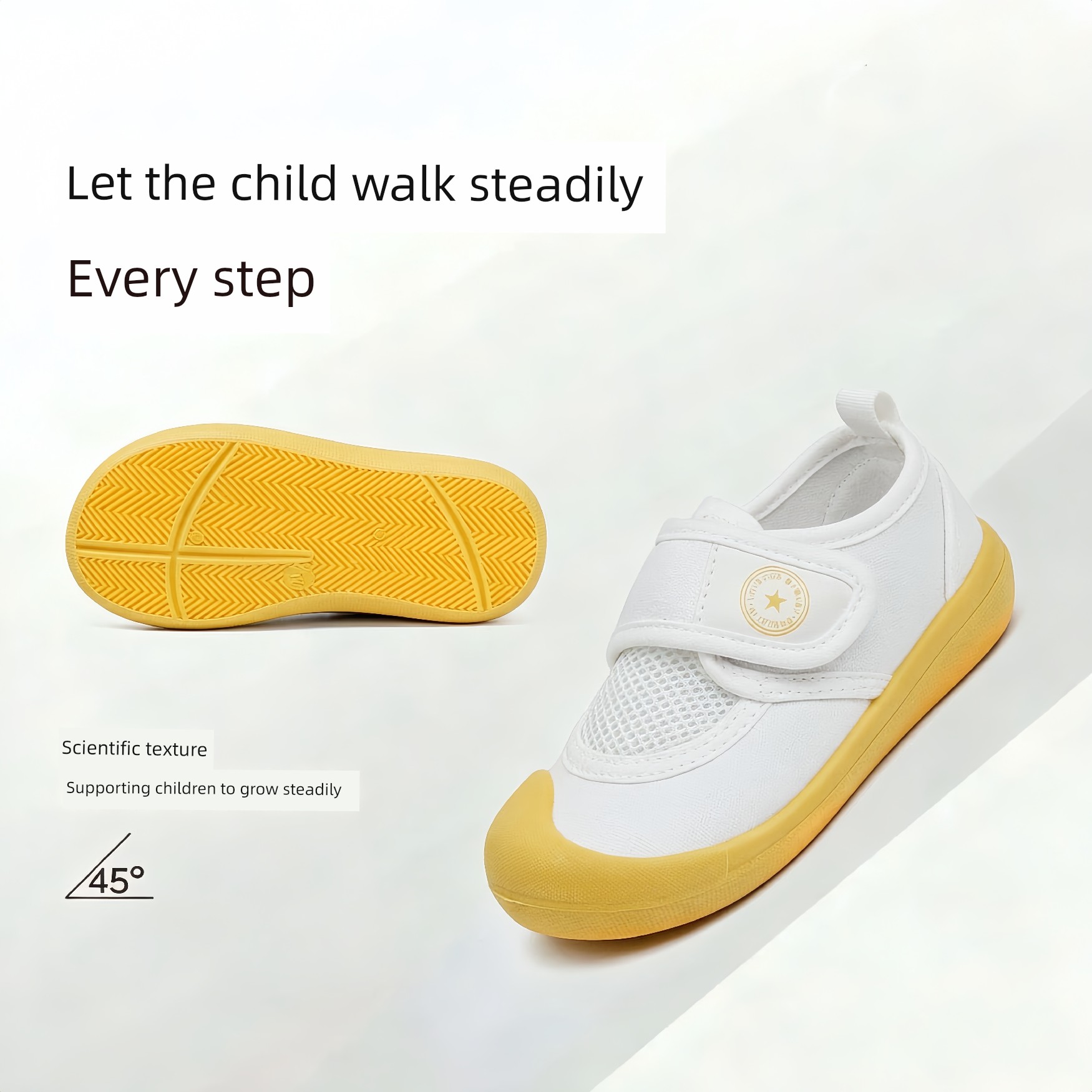 Kindergarten Indoor Shoes for Girls 2026 New Breathable Low-Top Soft-Soled Non-Slip Versatile Magic Tape White Shoes — 4
