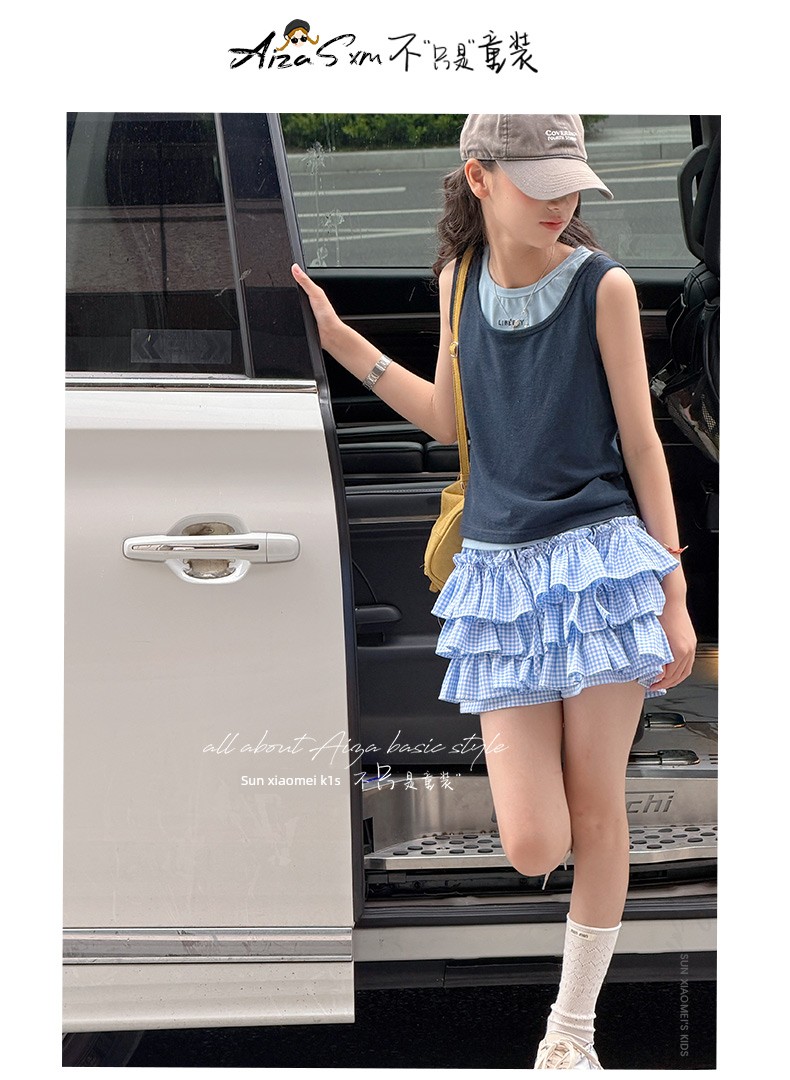 Sun Xiaomei's Sporty Layered Sleeveless Top Set for Girls, 2026 Summer New Style Children's Vest Two-Piece Thin Set — 7