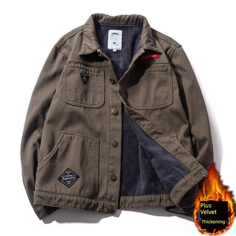 Autumn and winter work labor uniforms Lapel wear-resisting cowboy Jacket