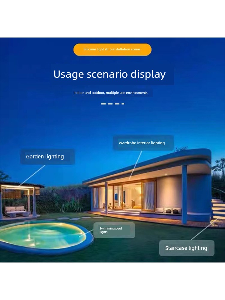 Led Light Strip Outdoor Waterproof Super Bright Self-Adhesive Rainproof Fish Pond Underwater Swimming Pool Fish Tank Solid Glue-Filled Line Light 24V