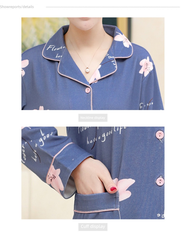summer middle age mom Spring and Autumn Cotton mother-in-law pajamas