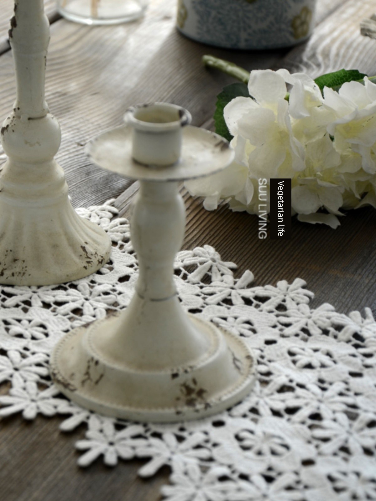 法式ins風復古小清新鏤空花朵餐桌茶几桌旗 白色蕾絲婚禮裝飾