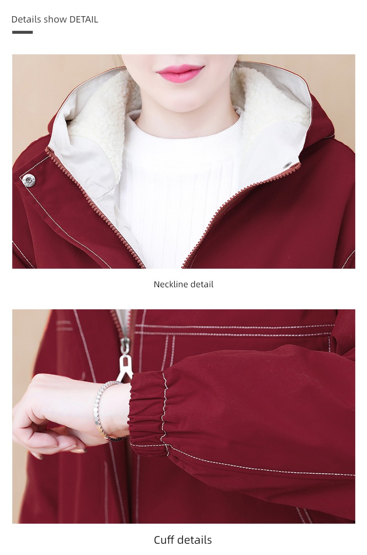 loose coat female Retro Hong Kong flavor cotton work clothes Jacket lamb
