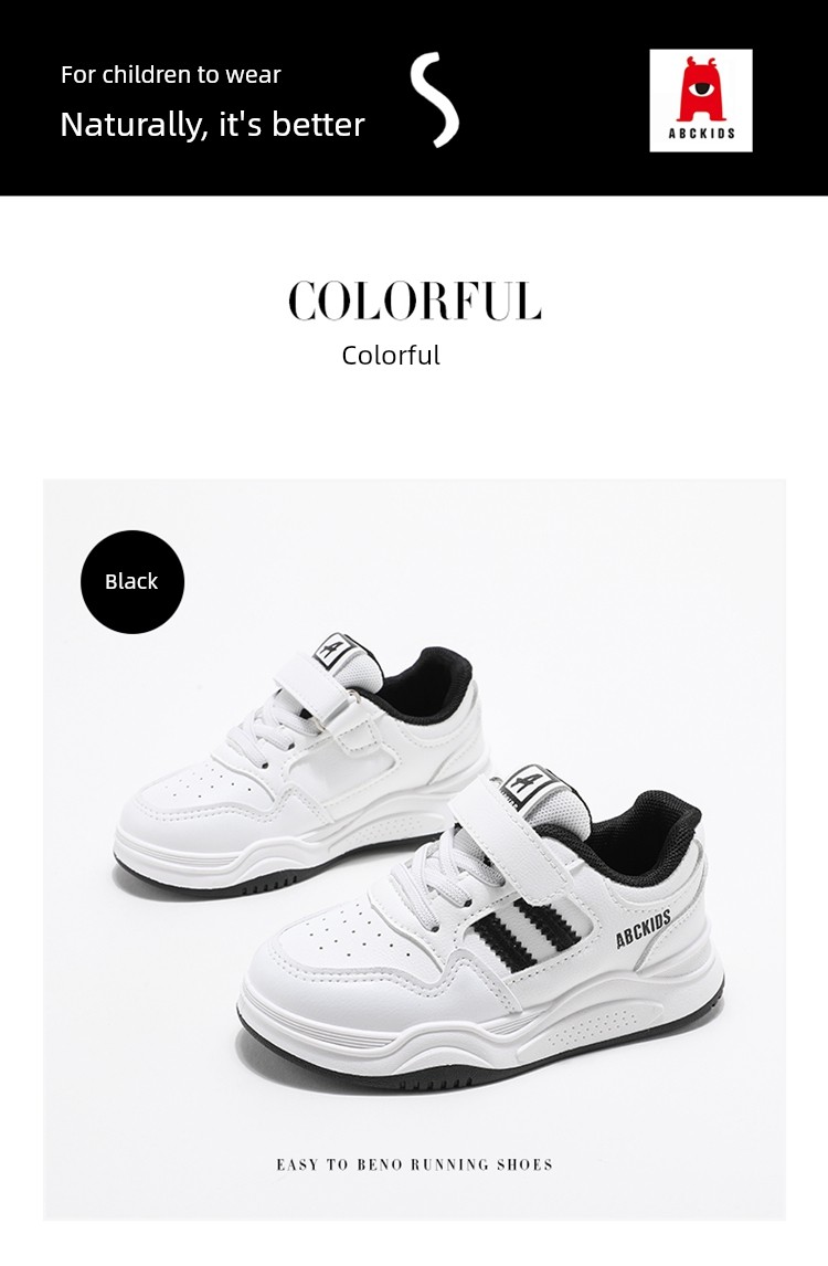 Abckids Kidsren's White Sneakers Boys' White Sneakers 2026 Spring & Fall New Style Student Girls' Shoes Versatile — 9