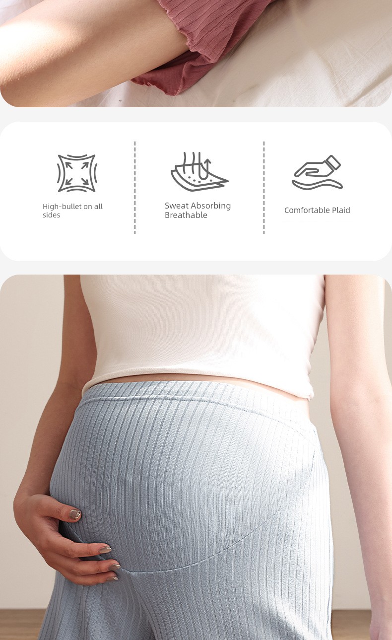 Summer Maternity Pajamas Belly-Tight Safety Pants Shorts Thin Home Summer Modal Adjustable — 2