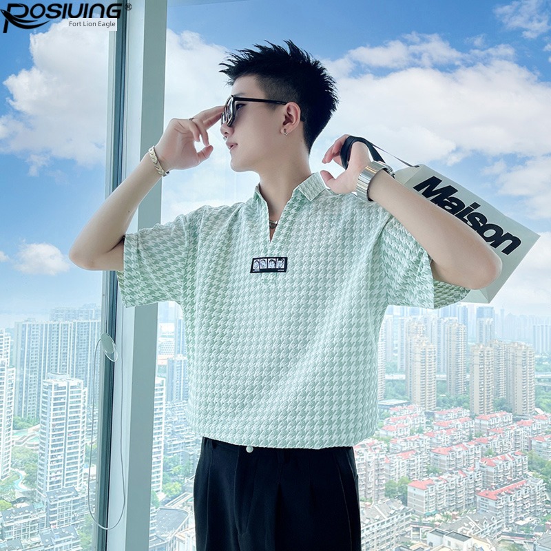 Inch shirt ins Ice silk leisure time Ruffian handsome Half sleeve jacket