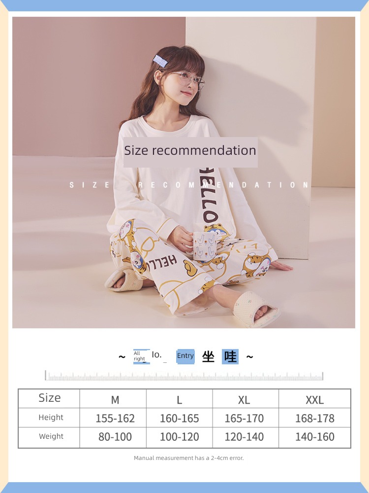 autumn Women's money Long sleeve lovely Cotton suit pajamas
