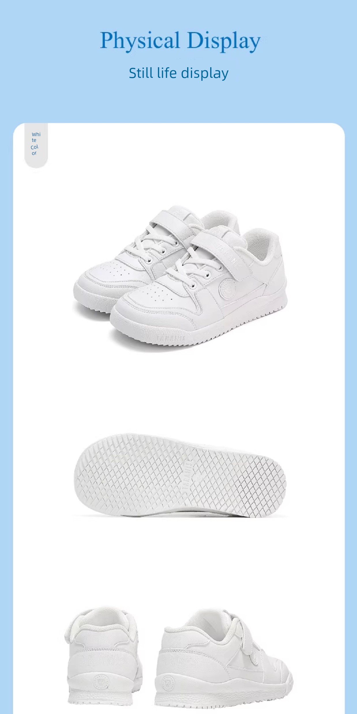 Tyrannis Kidsren's White Sports Shoes for Boys and Girls, Lightweight White Shoes for Campus, Versatile Casual White Sneakers — 6