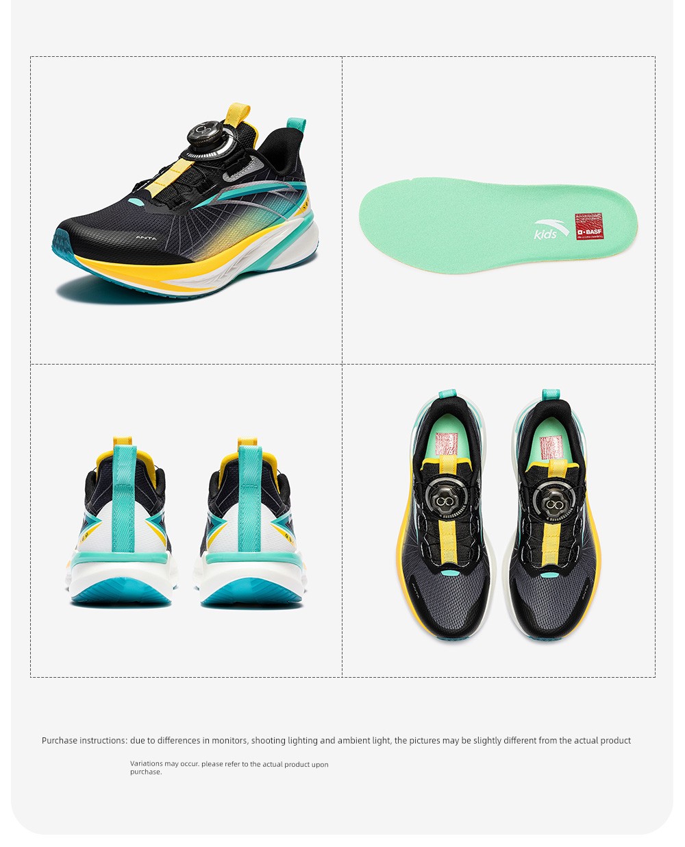 Anta Children's Wave 4 Running Shoes 2026 Summer New Breathable Professional Physical Test Running Shoes for Boys and Girls Youth Shoes — 45