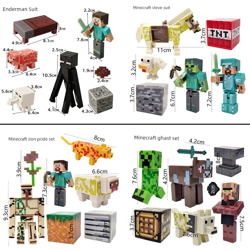 Minecraft Cake Decoration Ornaments Boy's Birthday Theme DIY Building Block Assembly Toys Game Theme Dress-Up