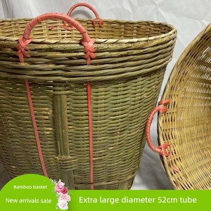Extra-Large Bamboo Basket, Handmade Basket for Home Use, Trash Basket, Storage Basket, Festive Tea-Picking Basket, Grain