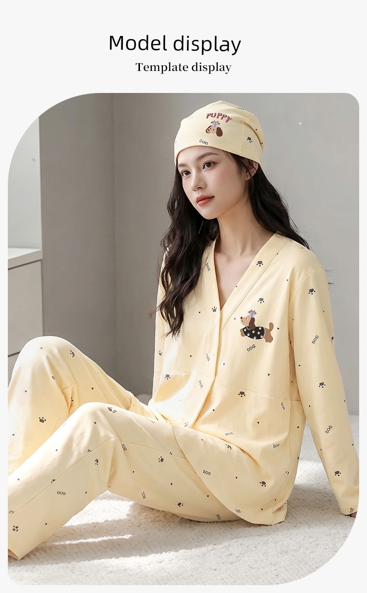 [Free Hat] Pure Cotton Nursing and Postpartum Clothing for Autumn and Winter, Suitable for Spring and Autumn, Non-Tightening Maternity Loungewear — 14