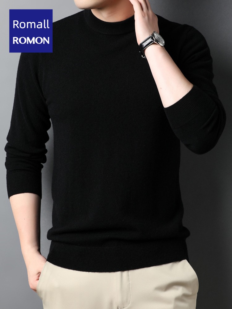 Pure wool Romon leisure time Round neck keep warm Sweater