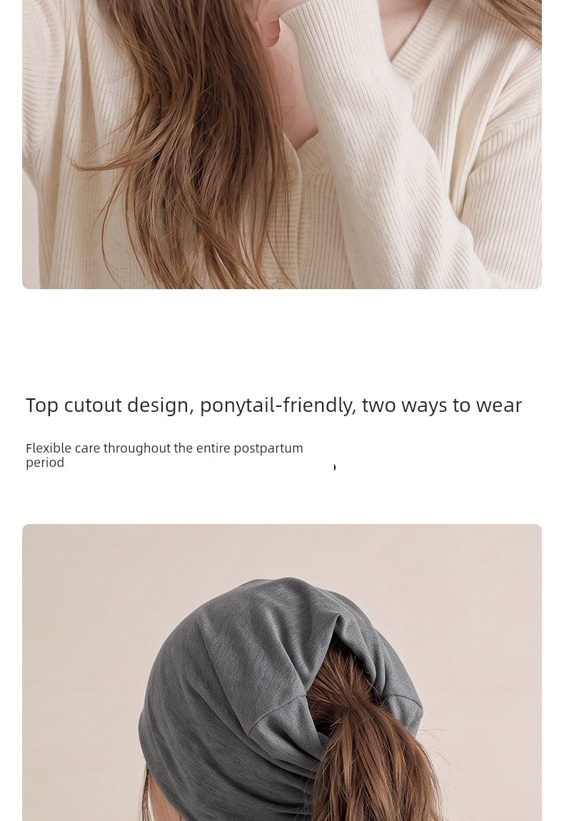 Postpartum Hat for Autumn, Suitable for Tying Hair, Specially Designed for Large Head Sizes, Breathable, Can Be Worn While Sleeping, Forehead Protection — 12