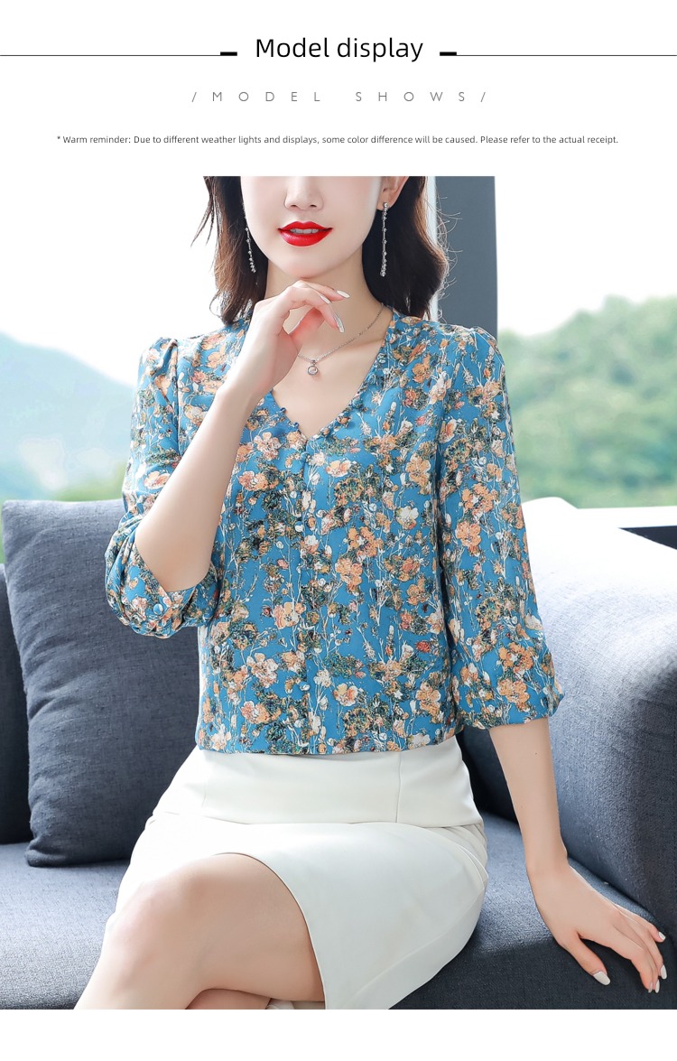 Women Long sleeve Early autumn Mature wind good-looking Chiffon shirt