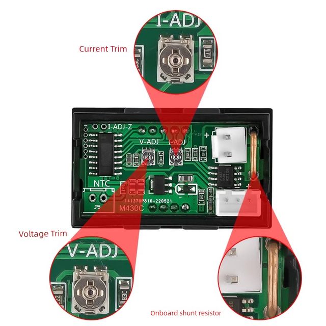 DC0-100V10A/50A/100A直流电压电流功率温度测量仪表三位数显表头