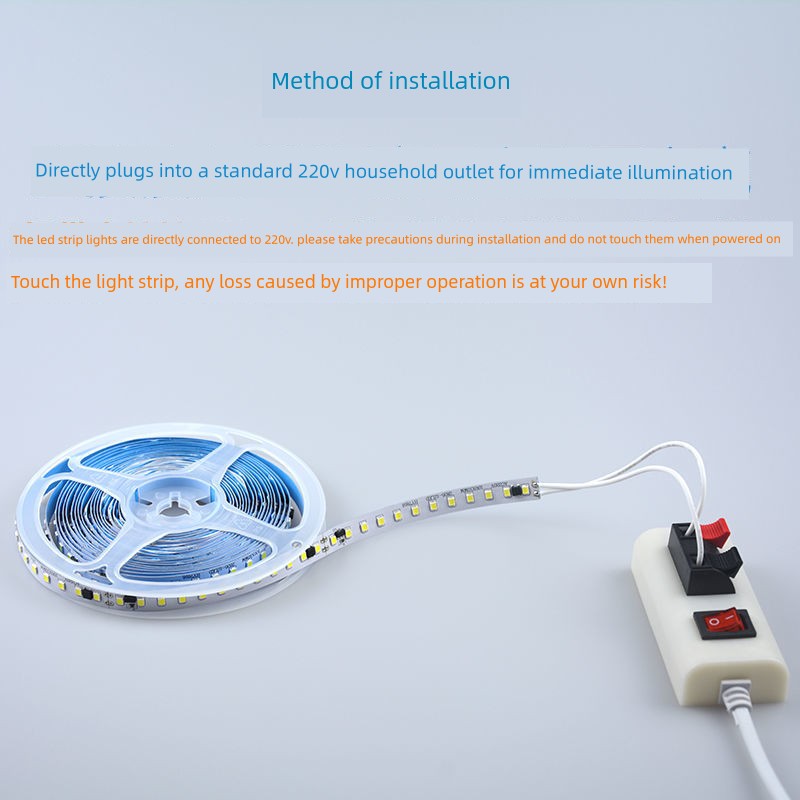 Led Flexible Strip Light 220V Self-Adhesive Ultra-Thin Patch Ultra-Bright Decorative Tv Background Wall Waterproof Linear Light