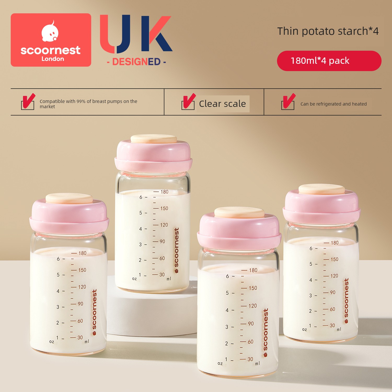 Kechao Glass Milk Storage Bottle for Refrigerator, Can Be Heated, Can Be Connected to a Breast Pump, Breast Milk Storage Container, Sealed and Fresh-Keeping — 6