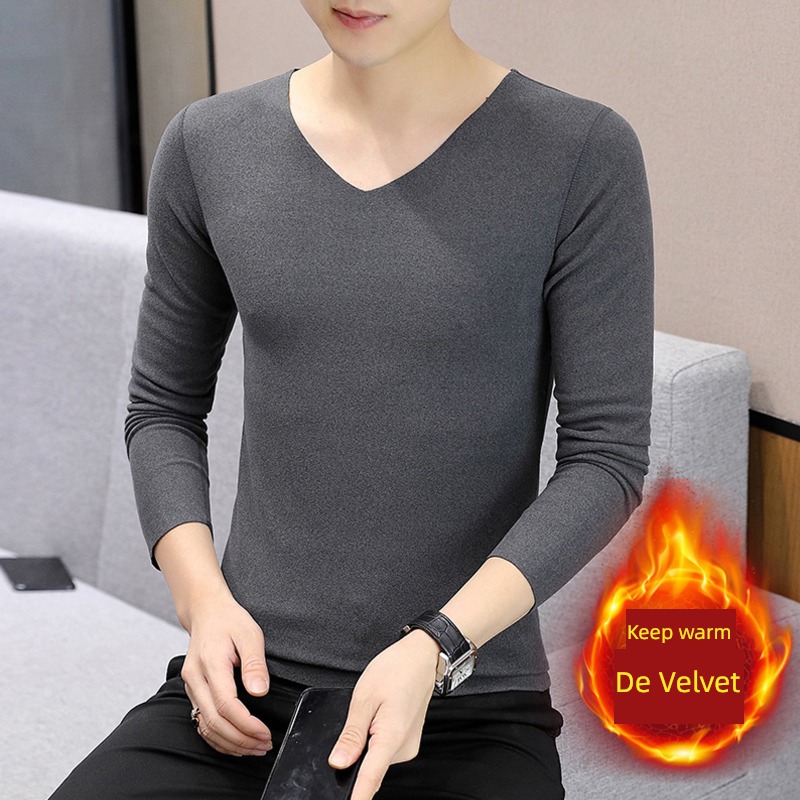 man Low collar constant temperature keep warm Underwear Long sleeve T-shirt