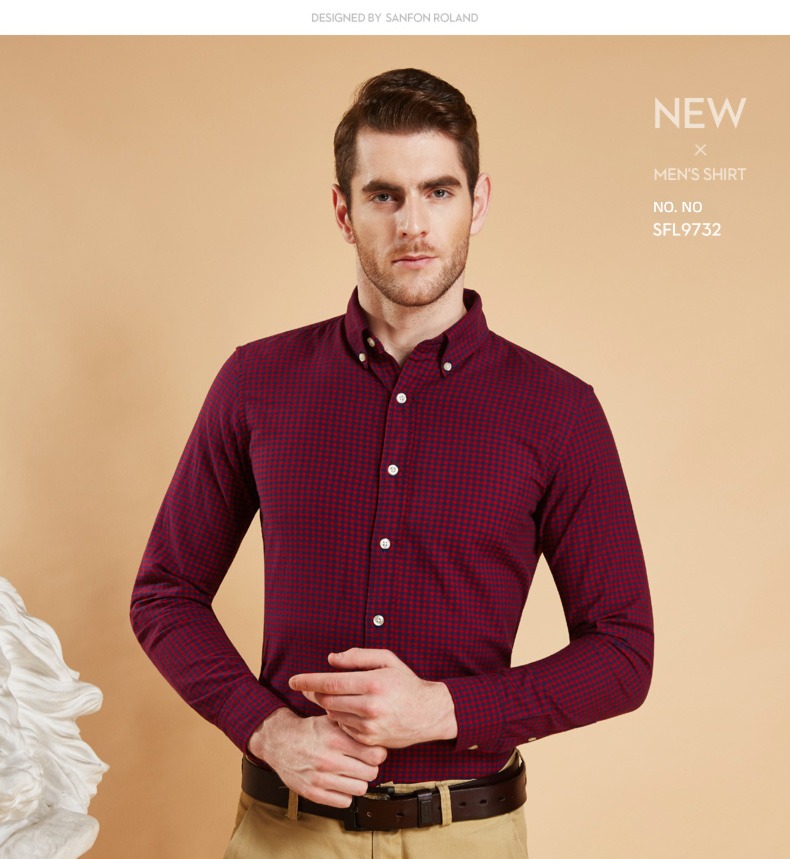 Broken code Clearance Sanding Long sleeve leisure time lattice shirt