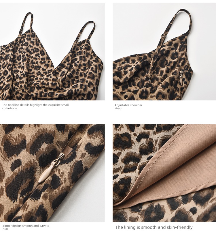 Time limit 50% off Advanced sense Leopard Print V-collar Self-cultivation braces skirt