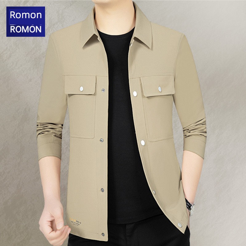 Romon spring and autumn Thin money middle age Dad Costume man loose coat