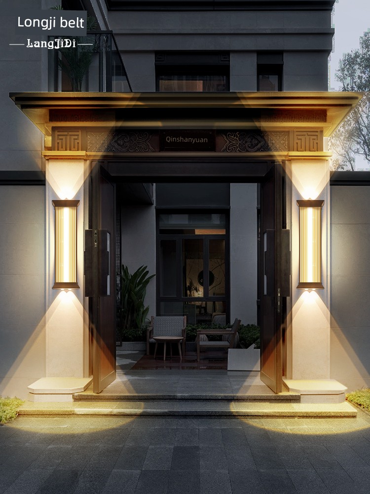 Outdoor Waterproof Wall Lights for Villa Entrances, Roman Column Wall Lights on Both Sides, Electric-Powered Outdoor Terrace Up-And-Down Wall Lights