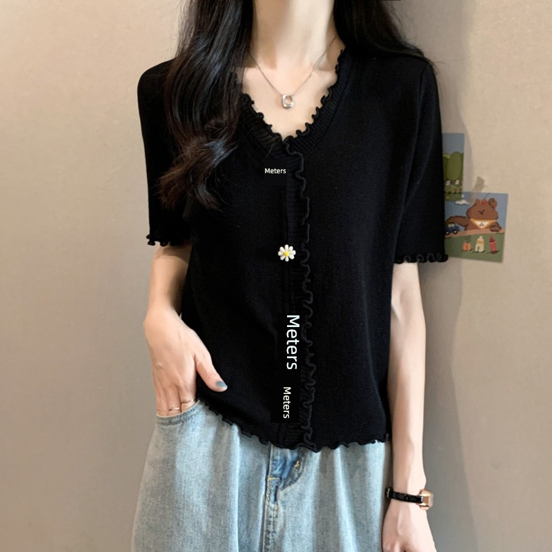 T-shirt Agaric edge Short sleeve ma'am easy jacket summer wear