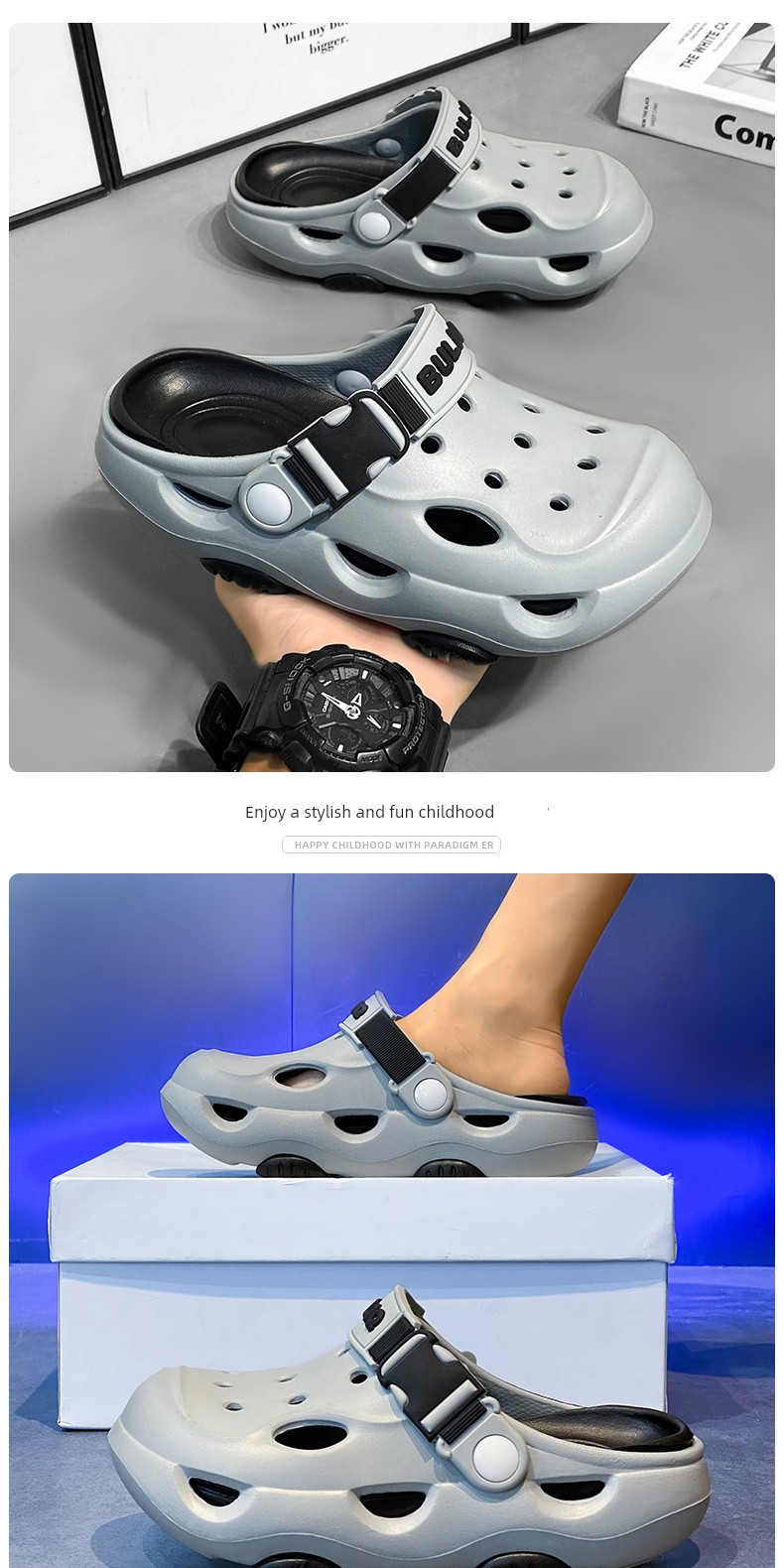 Boys' Summer Slippers, Children's Clogs, Big Kids' Soft-Soled Non-Slip Beach Shoes, Outdoor Dual-Use Boys' Closed-Toe Sandals — 18